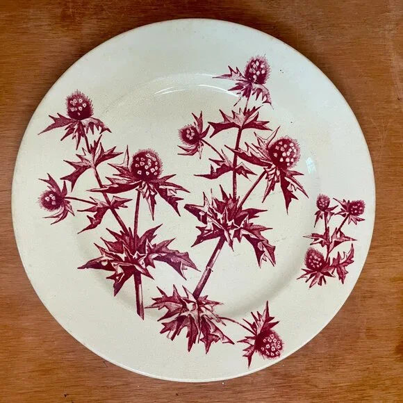 Antique French Ironstone Chardons Terre de Fer Belle Époque Dishes - Set of 3